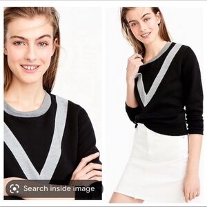 J. Crew Varsity Colorblock Sweatshirt Black Medium Crewneck Pullover
